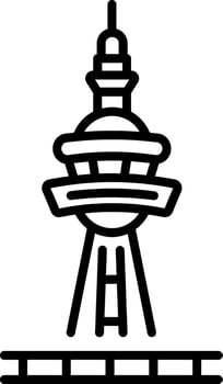 An outline style icon of cn tower vector