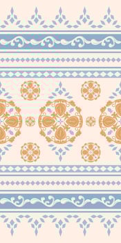 Traditional Elegance Motif Twist Tribal and Baroque Style. Scroll Ornament with Delicate Chevron Design with Gold and Blue Delight Refreshing Vibe for Handicraft Pattern Border Silk Apparel Embroidery vector