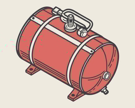 Isometric red air tank silhouette vector