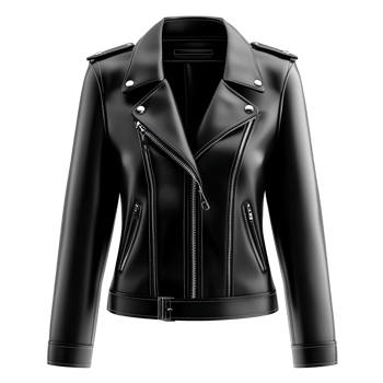 black female leather jacket isolated on a transparent background png