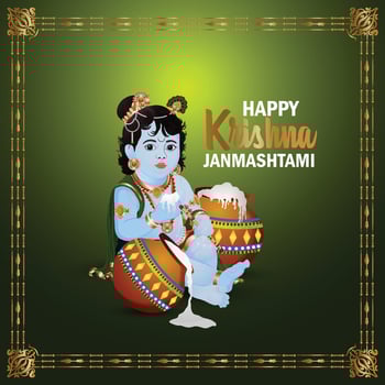 Happy krishna janmashtami greeting design vector