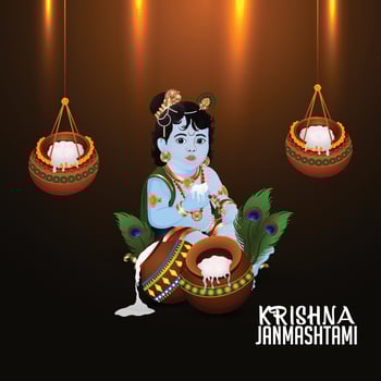 Janmashtami celebration greeting card vector