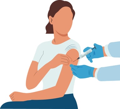 Medical procedure woman being vaccinated vector