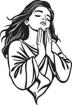 A woman praying with her hands closed vector