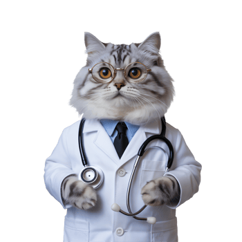Doctor Cat - Tabby Pet with Stethoscope Isolated on Transparent Background png