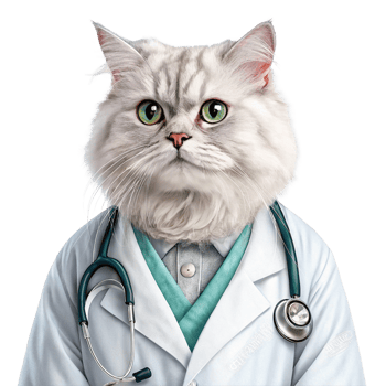 Grey Tabby Doctor Cat - Medical Feline with Stethoscope Isolated on Transparent Background png