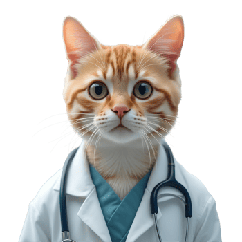 Surgeon Cat - Orange Tabby in Clinic Outfit with Stethoscope Isolated png