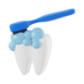 Clean Teeth with Toothbrush and Foam 3D Render png