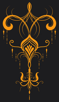 Tattoo lines, gold lines on dark background, vintage graphic elements vector