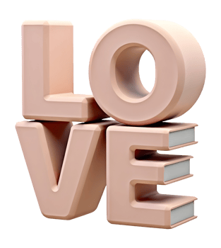 Love word sculpture with soft pink color and smooth texture, expressing affection and warmth png