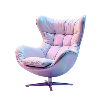Modern comfortable armchair with soft cushion and shiny fabric in pastel colors png