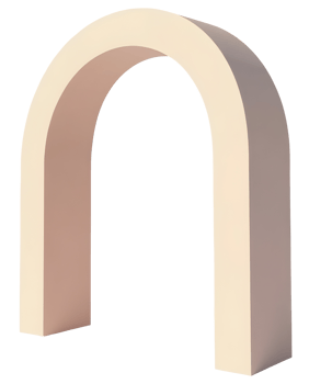Simple beige archway structure with smooth surface and soft lighting png