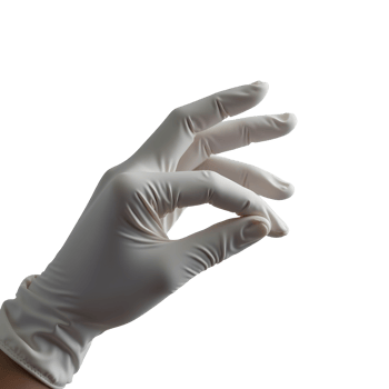 White gloved hand gesture showing precision and care on transparency background png