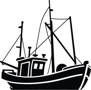 Fishing trawler boat silhouette image vector