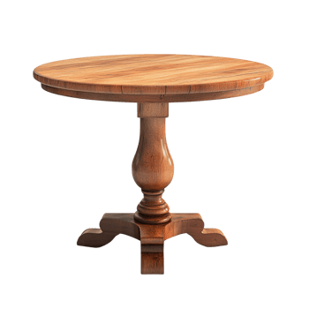 Round Wooden Table with Pedestal Base png