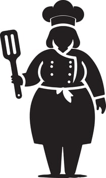 Silhouette of a female chef holding a spatula on a white background illustration vector