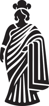 An illustration of a woman wearing a saree with a decorative hair piece on white vector