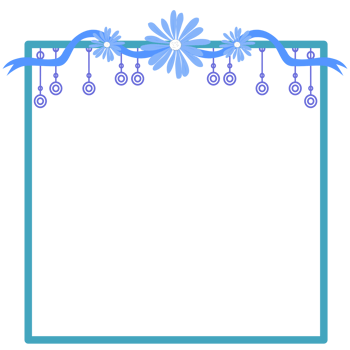 A square frame beautifully decorated with blue toned flowers pattern png