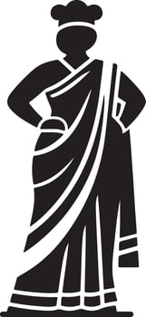 Silhouette of a woman in a sari with hands on hips standing on a white background vector