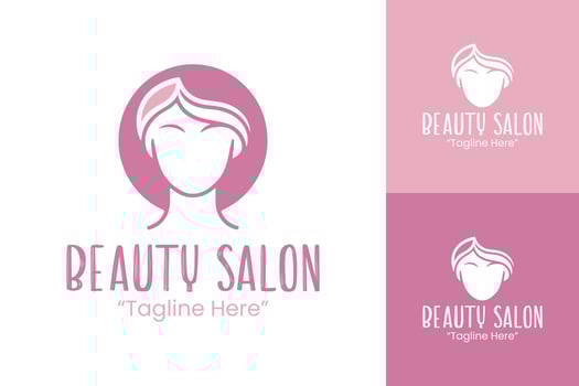 Chic Beauty Salon Logo Design with Feminine Hair and Soft Pink Aesthetic vector