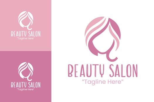 Elegant Beauty Salon Logo Design with Feminine Silhouette and Soft Pink Color vector