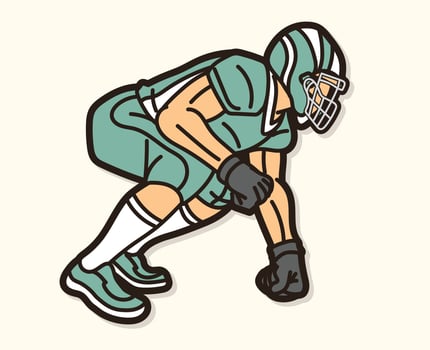 American Football Player Ready Action Cartoon Sport Graphic vector