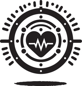 illustration of a heart with heartbeat line in a circle design element vector