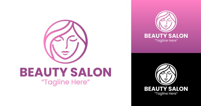 Contemporary Beauty Salon Logo with Minimalist Facial Design and Soft Pink and Purple Colors vector