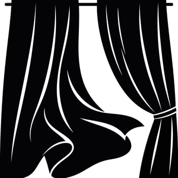 Elegant draped curtains silhouette vector