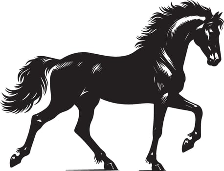 Majestic running horse silhouette vector