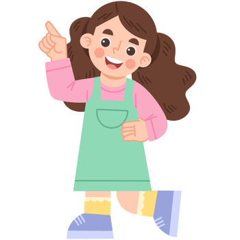 Illustration of a Girl Pointing Upward png
