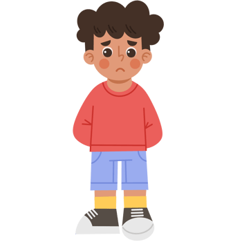 Illustration of a little boy feeling sad png