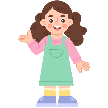 Illustration of a cheerful little girl presenting png