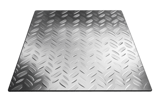 Close-up of industrial diamond plate metal sheet with raised pattern isolated on transparent background png