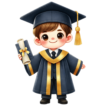 Cute graduation character holding diploma and wearing cap. png