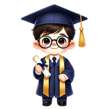 A cute graduate child proudly holding a diploma. png