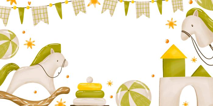 Newborn baby party card celebration. Banner for baby shower. Gender neutral. Wood toy. Baby toys, game. Hand drawn watercolor illustration. Child party greeting cards or kids birthday invitations png