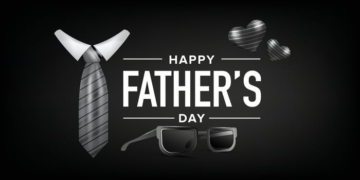 Elegant Black Fathers Day Background with Tie, Sunglasses, and Heart Elements for Masculine Celebration Greeting Cards and Banner Templates vector