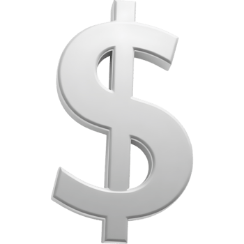 Silver dollar sign 3D render png
