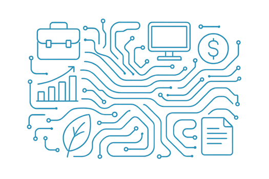 Technology and Finance Conceptual Illustration with Blue Elements png