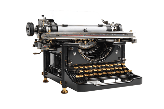 Old Vintage Typewriter Transparent Background Isolated Style and Keyboard Design Concept png