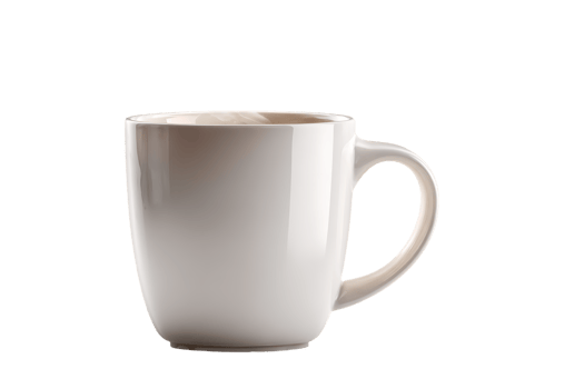 Elegant White Ceramic Coffee Mug Isolated Against a Clean Transparent Background Studio Shot png