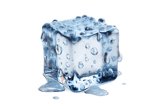 Icy Cool Refreshment A Single Transparent Ice Cube on a Pure Black Backdrop png
