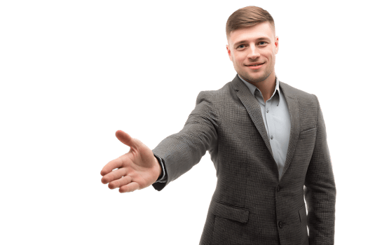 Handsome Young Businessman In a Suit offering a Handshake on Transparent Background png