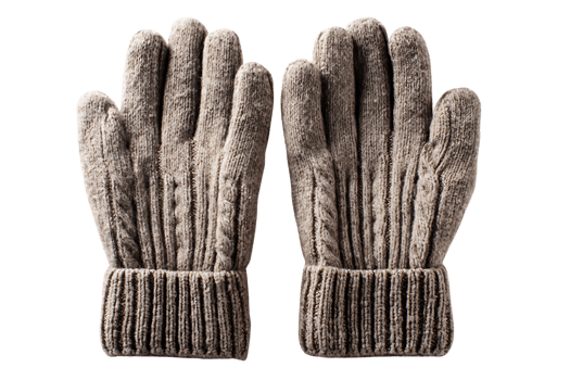 Isolated Knitted Warm Wool Winter Gloves Image on Transparent Background png