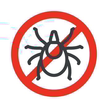 Warning of the infection risk from a tick bite. Circle informational sign. illustration vector