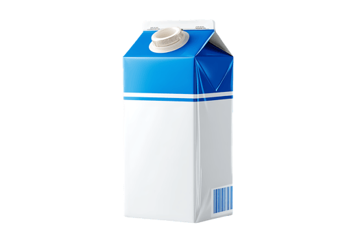 Blue and White Milk Carton with Lid Image Isolated on Black png