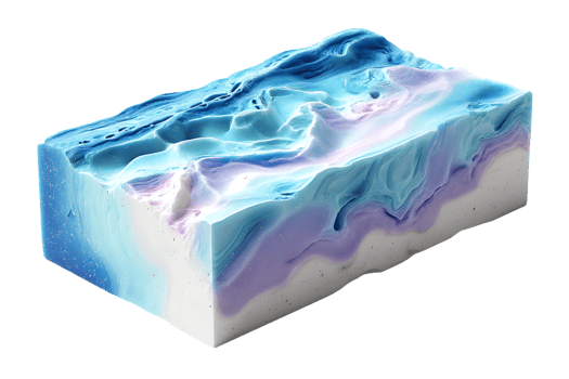 Handcrafted Soap Bar with Swirling Blue and Purple Colors on White Background Isolated png