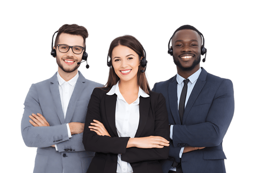 Smiling Team of Call Center Agents Isolated on Transparent Background Ready png