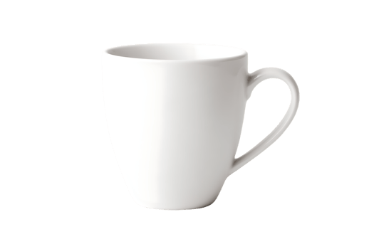 A Plain White Ceramic Mug Isolated on a Black Background Transparent png